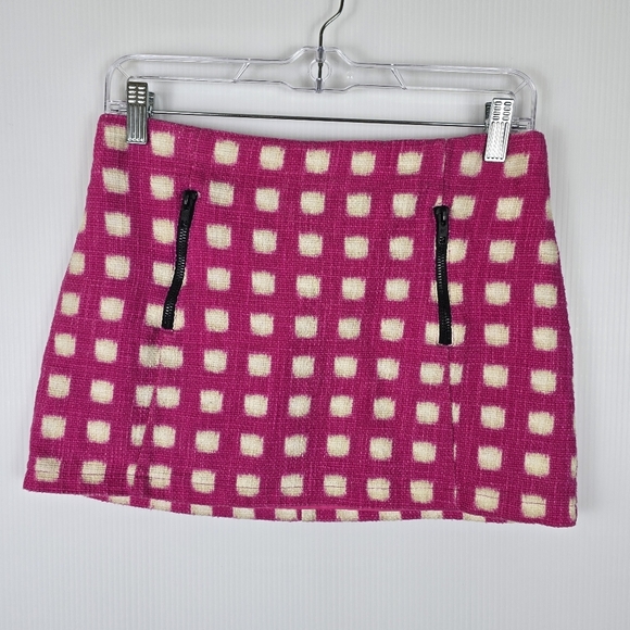 Topshop Women's Pink And White Geometric Print Mini Skirt Size 6 Barbiecore - Picture 1 of 9